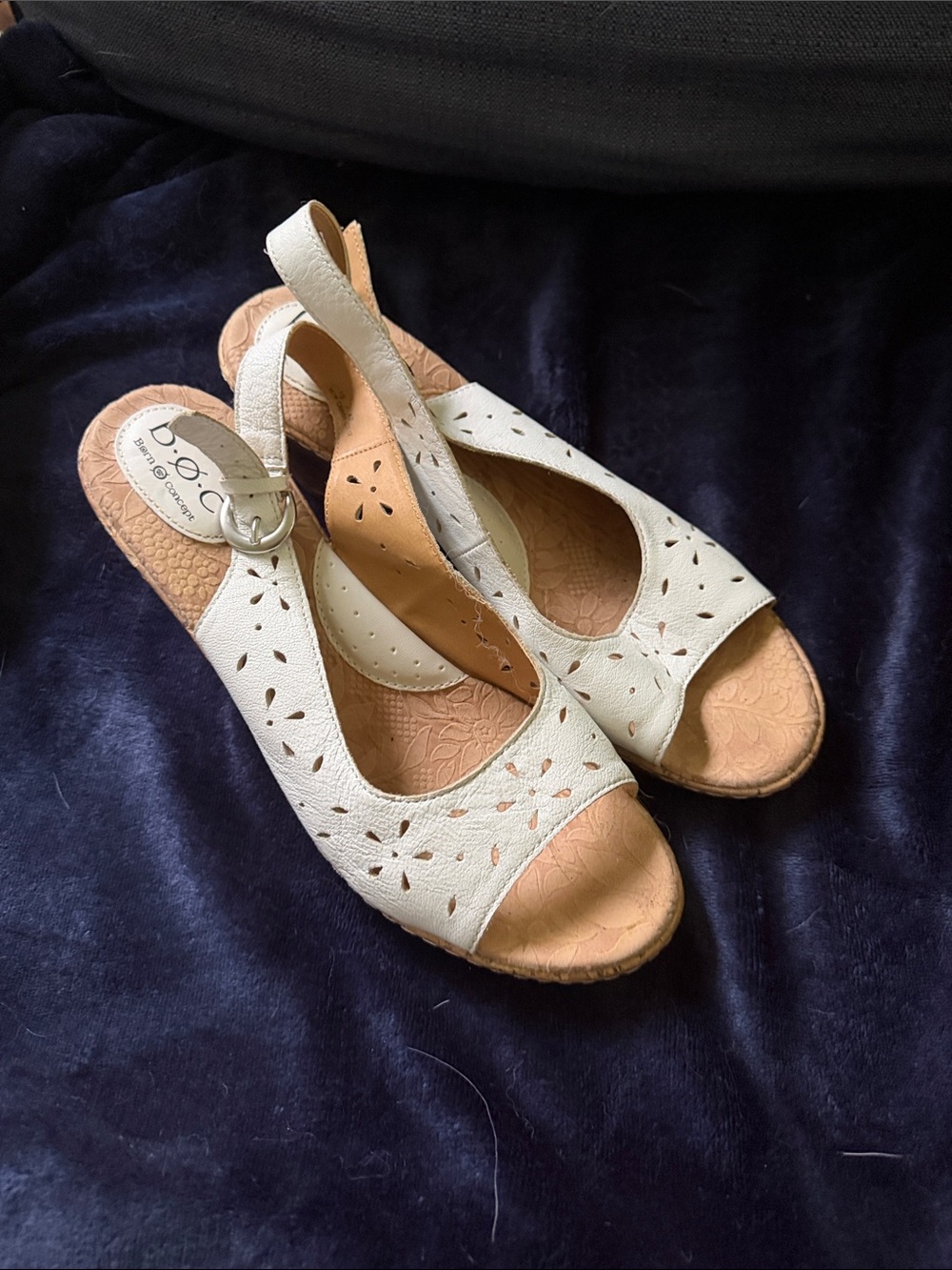 Born White and Tan Cutout Slingback Sandals